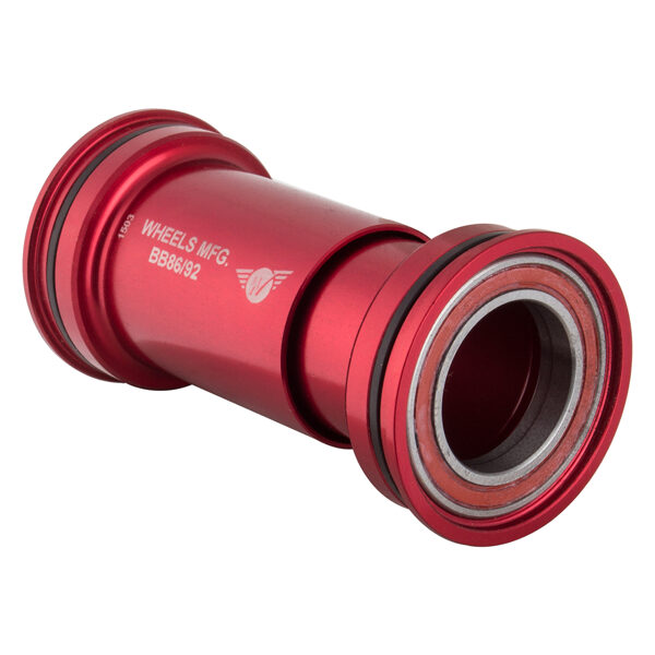 Wheels Manufacturing BB86/92 Angular Contact Bottom bracket, Shimano Hollowtech II 24mm Crank red